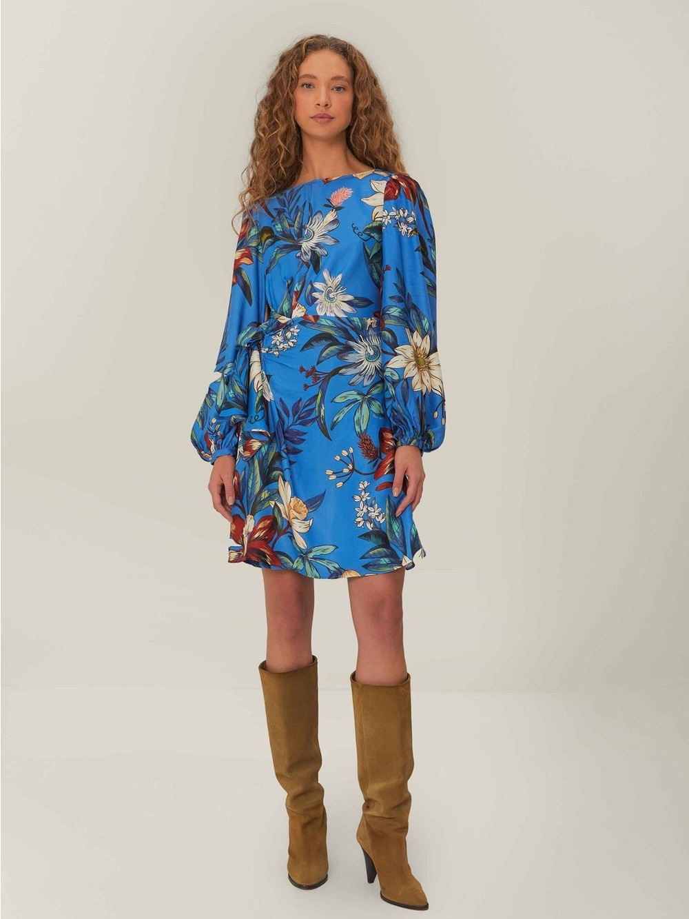 FARM Rio Bright Blue Surreal Flower Mini Dress